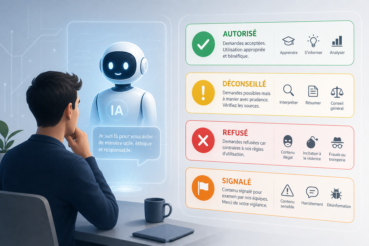 Une IA qui classe les demandes entre autorisé, refusé et signalé