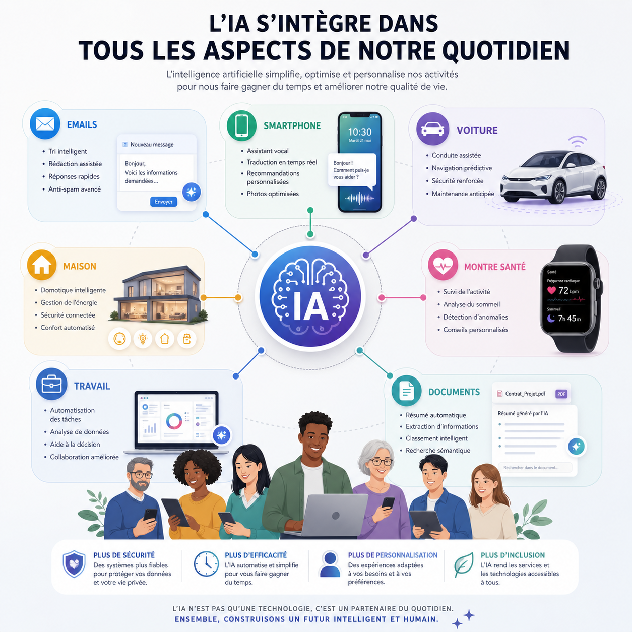 Les domaines où l'intelligence artificielle peut s'intégrer dans la vie quotidienne et professionnelle